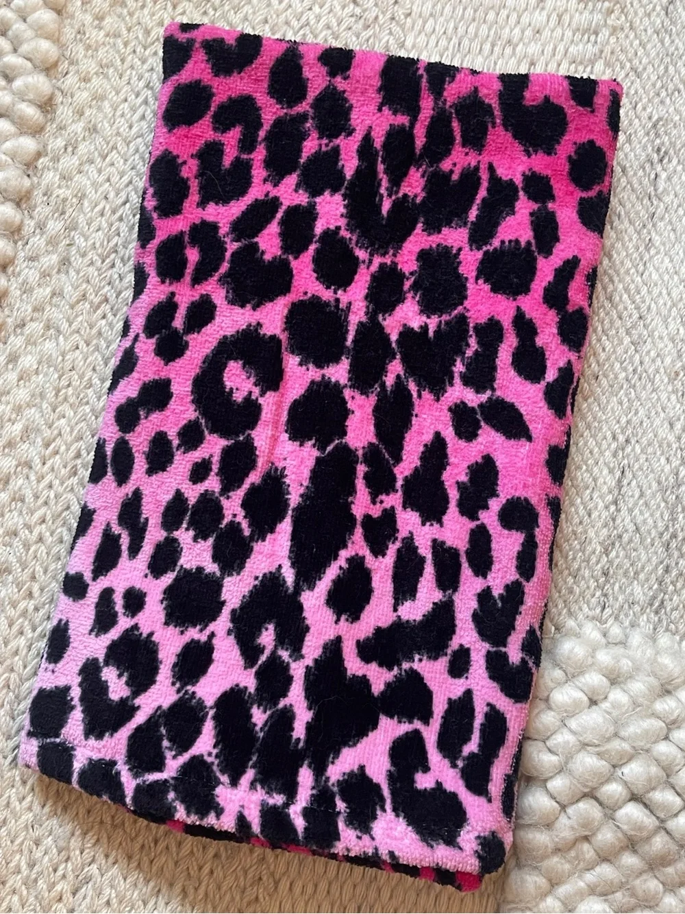 Betsey Johnson Ambra Pink Leopard Print Hand Towel